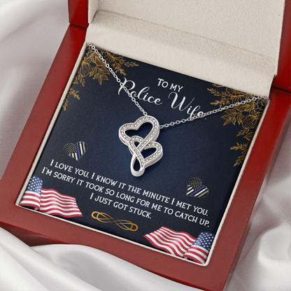 to my Police wife - Double Heart Necklace - JustFamilyThings