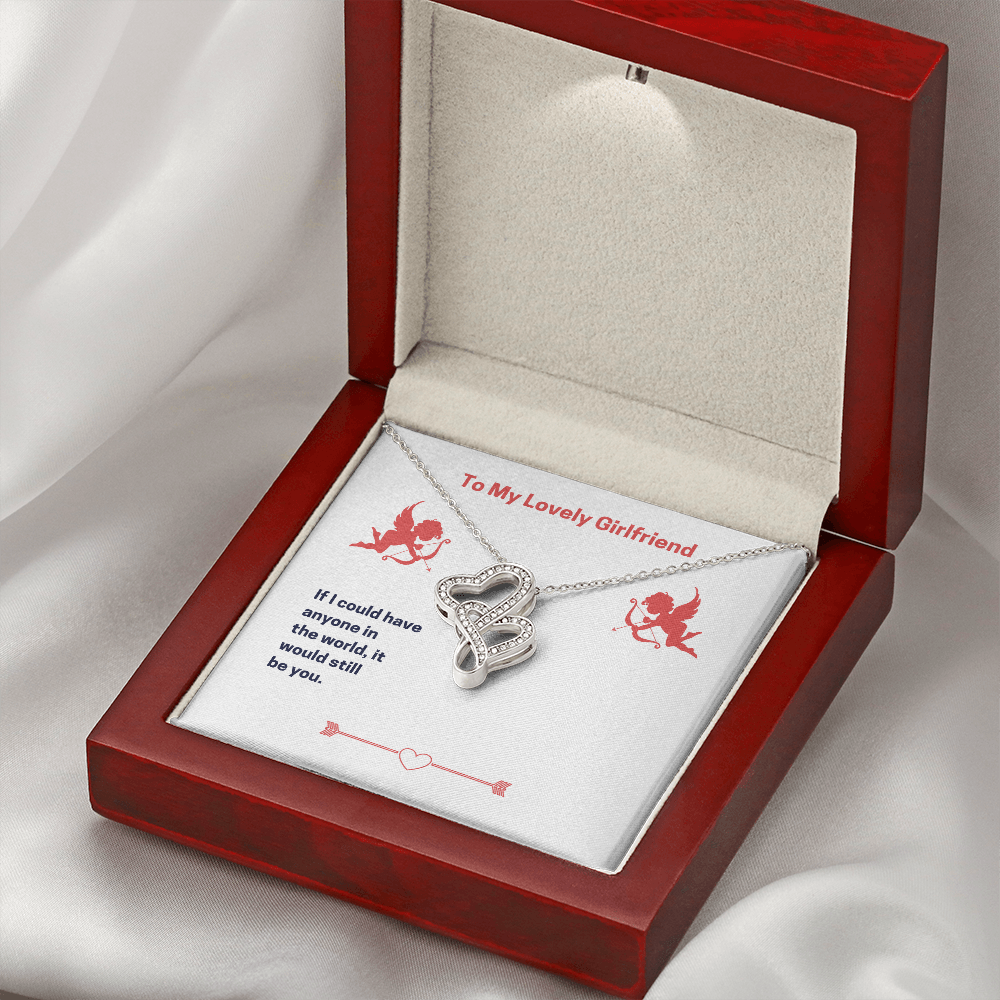 To My Lovely Girlfriend (Valentine's) - Double Heart Necklace - JustFamilyThings