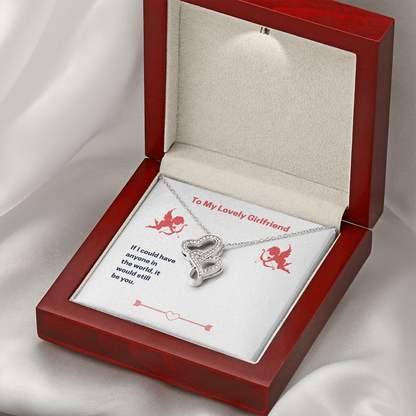To My Lovely Girlfriend (Valentine's) - Double Heart Necklace - JustFamilyThings