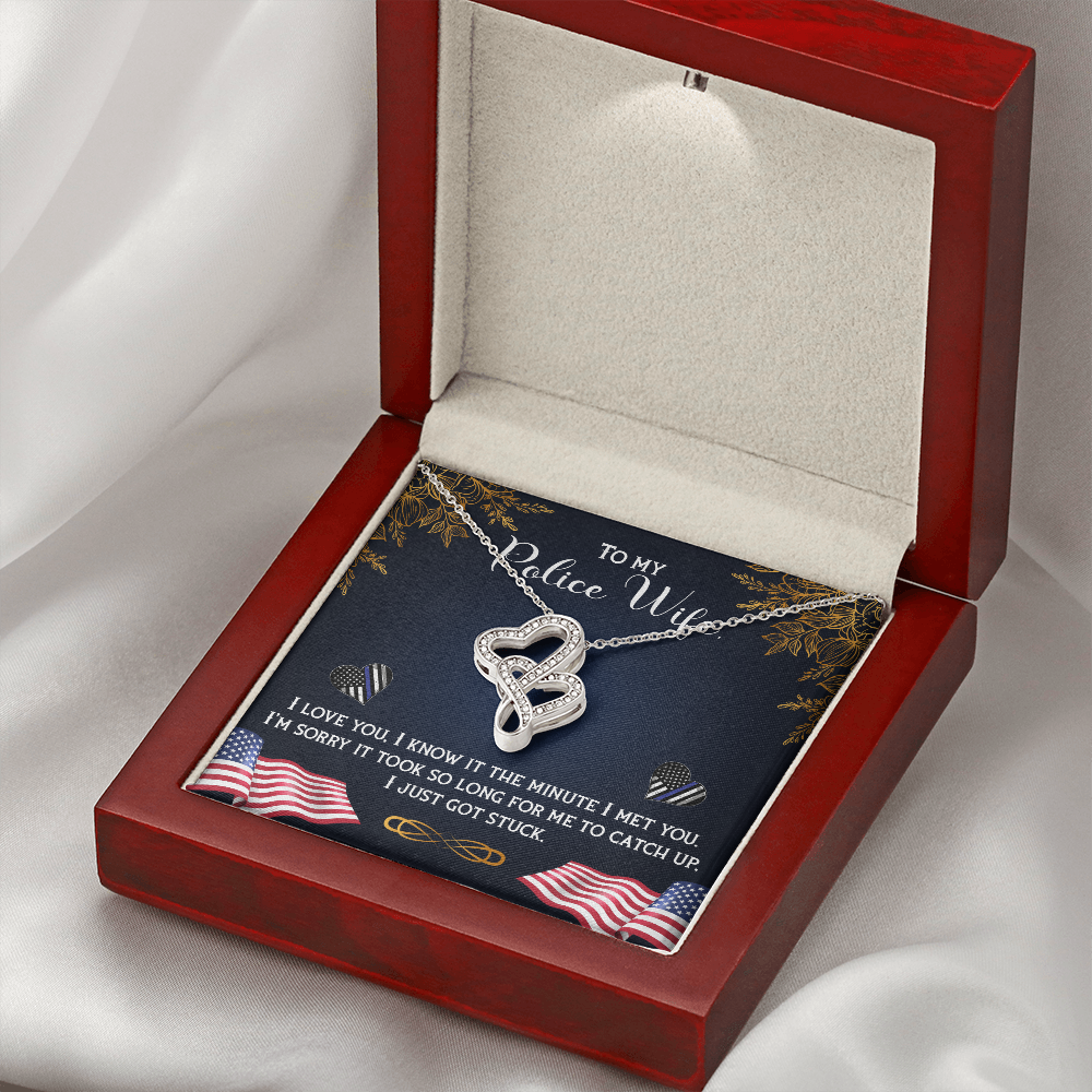 to my Police wife - Double Heart Necklace - JustFamilyThings