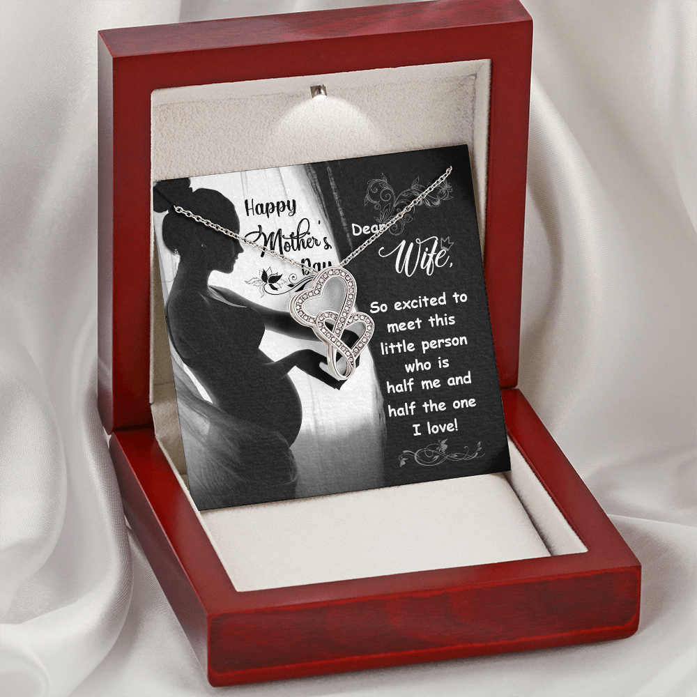 Happy Mother's day dear wife - Double Heart Necklace - JustFamilyThings