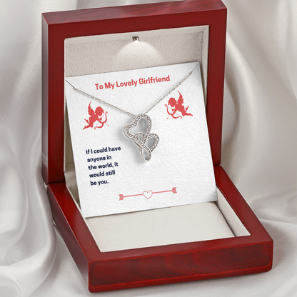 To My Lovely Girlfriend (Valentine's) - Double Heart Necklace - JustFamilyThings