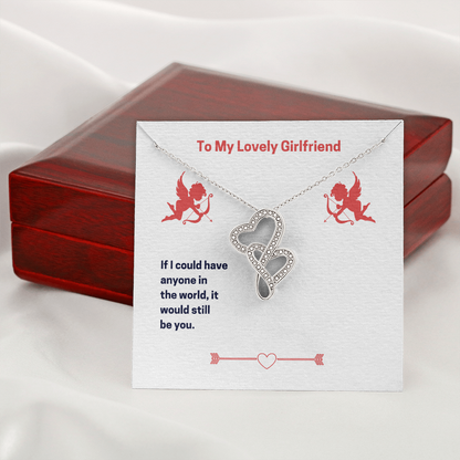 To My Lovely Girlfriend (Valentine's) - Double Heart Necklace - JustFamilyThings