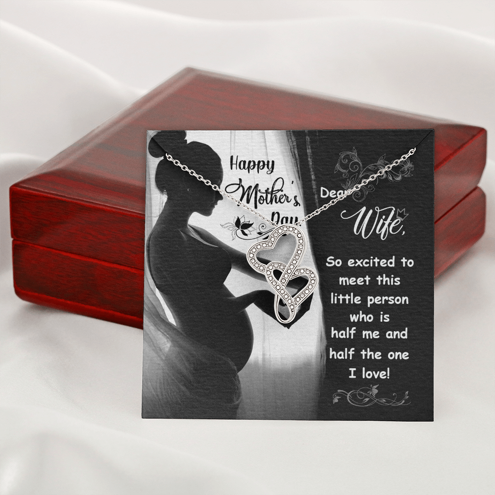 Happy Mother's day dear wife - Double Heart Necklace - JustFamilyThings