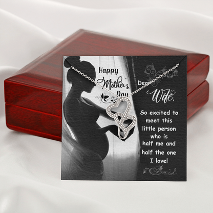 Happy Mother's day dear wife - Double Heart Necklace - JustFamilyThings