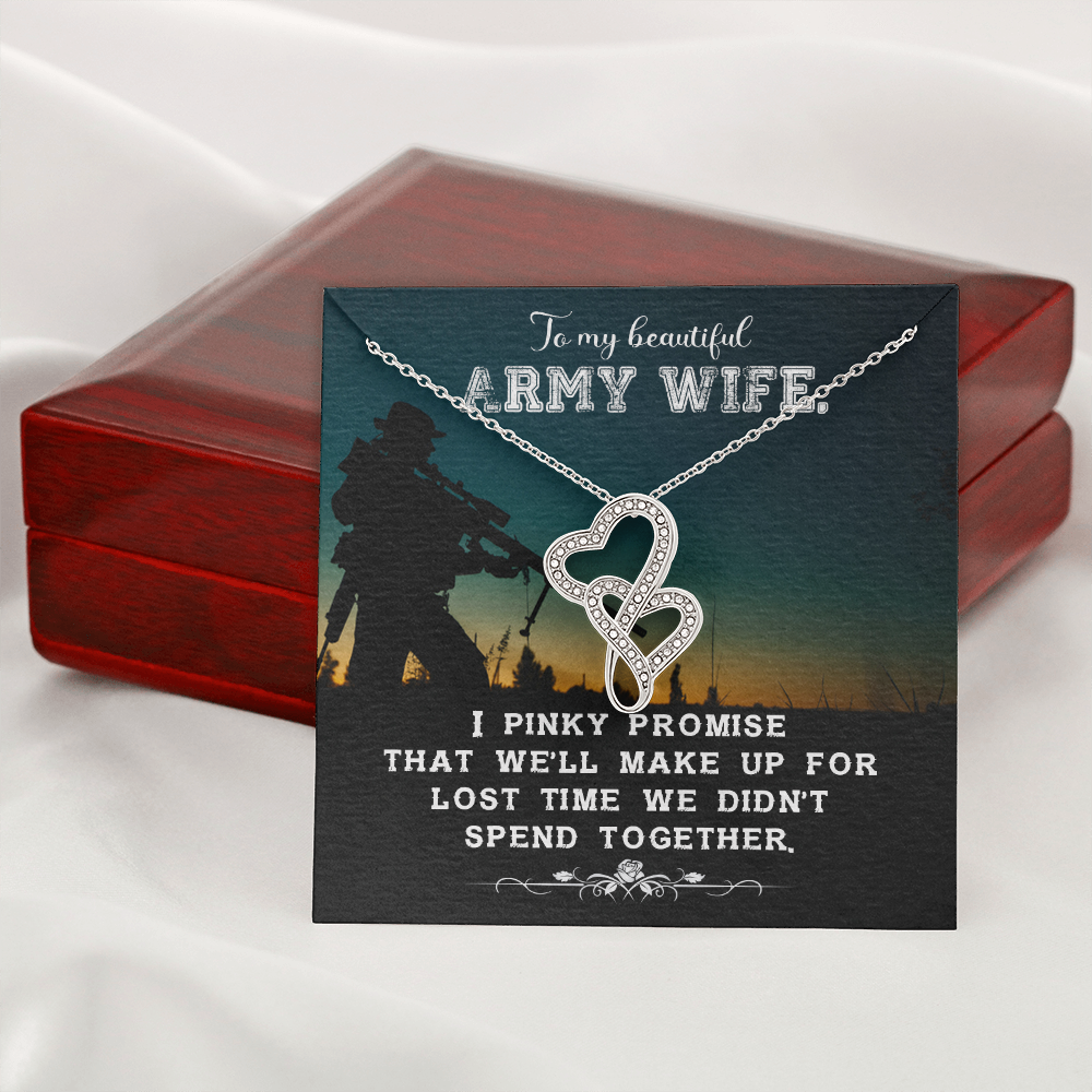 to my Army wife - Double Heart Necklace - JustFamilyThings