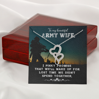 to my Army wife - Double Heart Necklace - JustFamilyThings