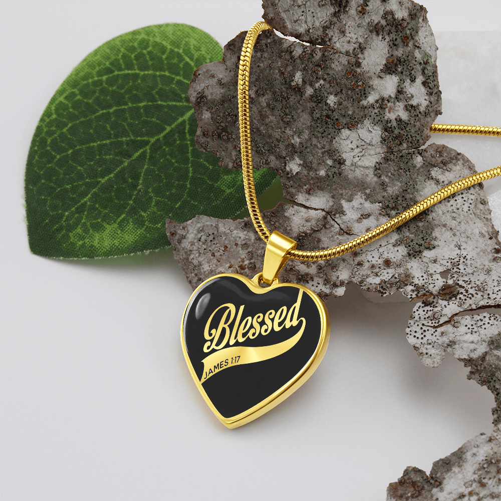 Blessed - Graphic Heart Necklace - JustFamilyThings
