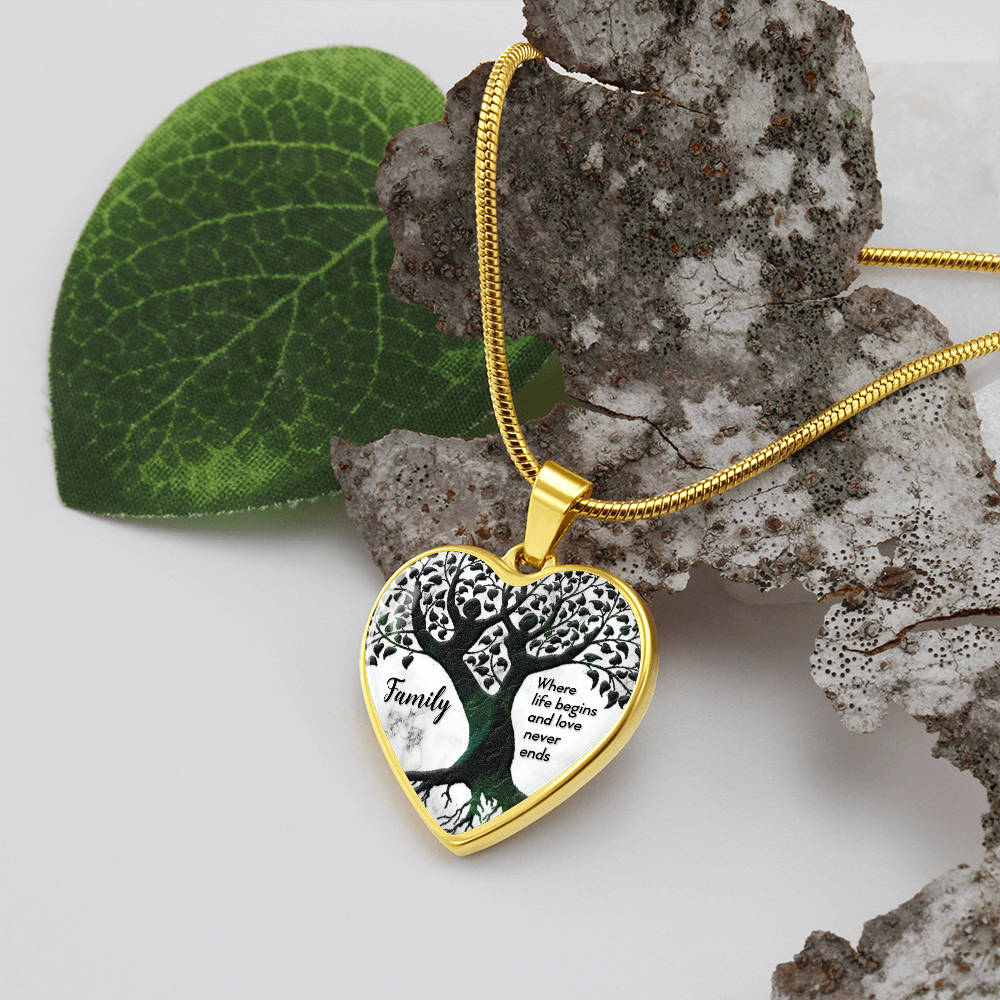 Family, Where life begins - Graphic Heart Necklace - JustFamilyThings