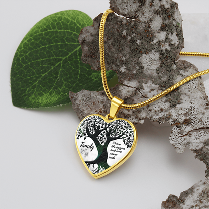 Family, Where life begins - Graphic Heart Necklace - JustFamilyThings