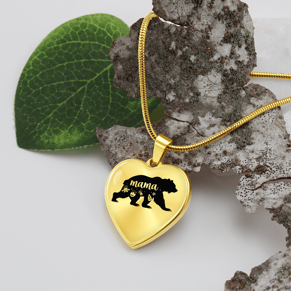 Mama bear - Graphic Heart Necklace - JustFamilyThings