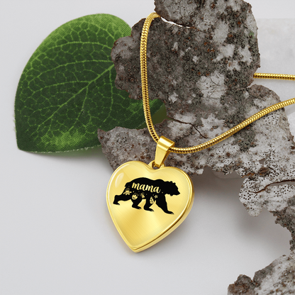 Mama bear - Graphic Heart Necklace - JustFamilyThings