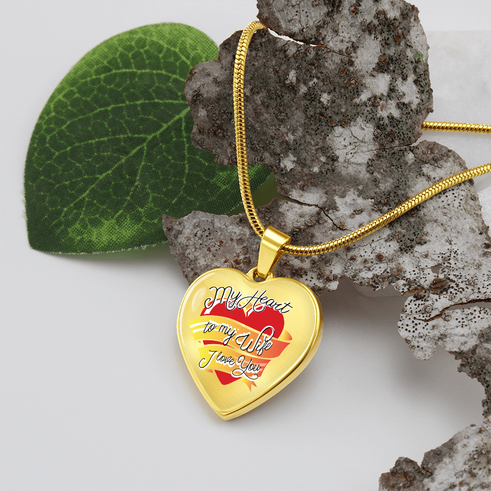My heart to my wife - Graphic Heart Necklace - JustFamilyThings