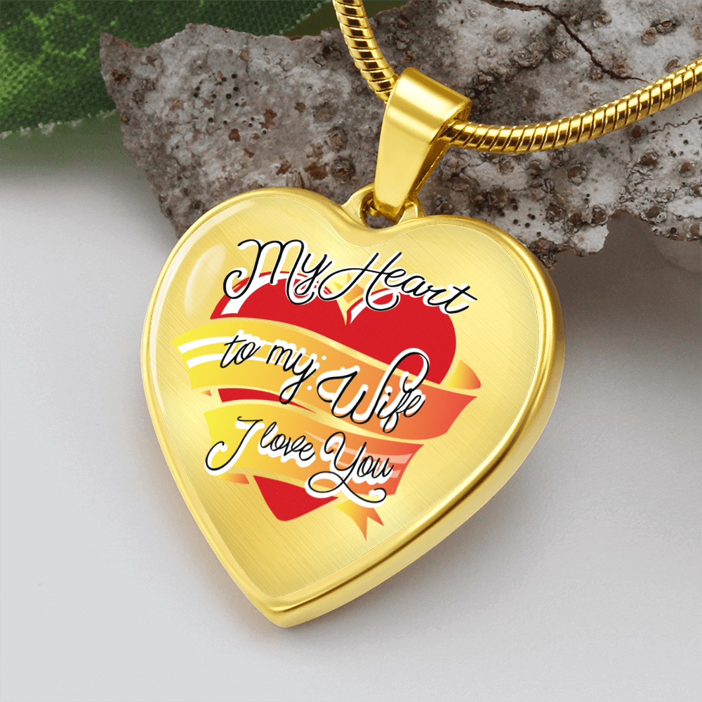 My heart to my wife - Graphic Heart Necklace - JustFamilyThings