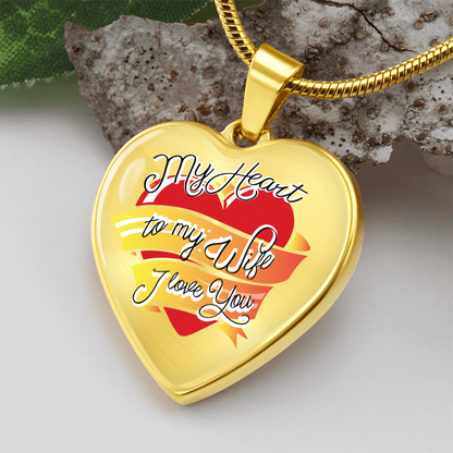 My heart to my wife - Graphic Heart Necklace - JustFamilyThings