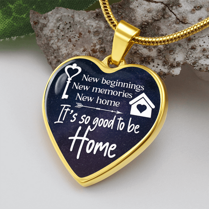 New beginnings, New home - Graphic Heart Necklace - JustFamilyThings