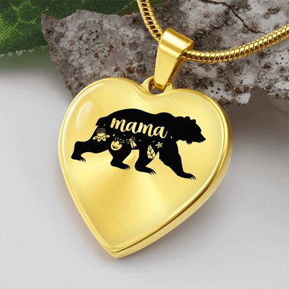 Mama bear - Graphic Heart Necklace - JustFamilyThings