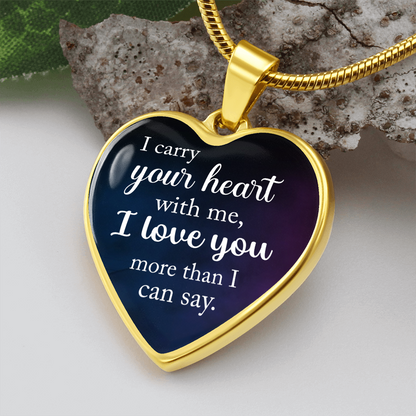 I carry your heart with me - Graphic Heart Necklace - JustFamilyThings