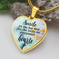 Load image into Gallery viewer, Smile - Graphic Heart Necklace - JustFamilyThings
