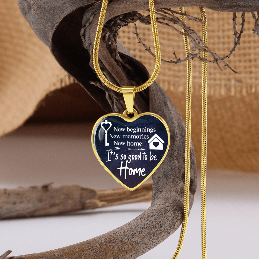 New beginnings, New home - Graphic Heart Necklace - JustFamilyThings