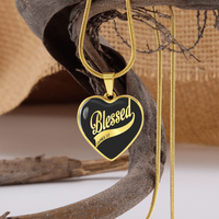 Load image into Gallery viewer, Blessed - Graphic Heart Necklace - JustFamilyThings

