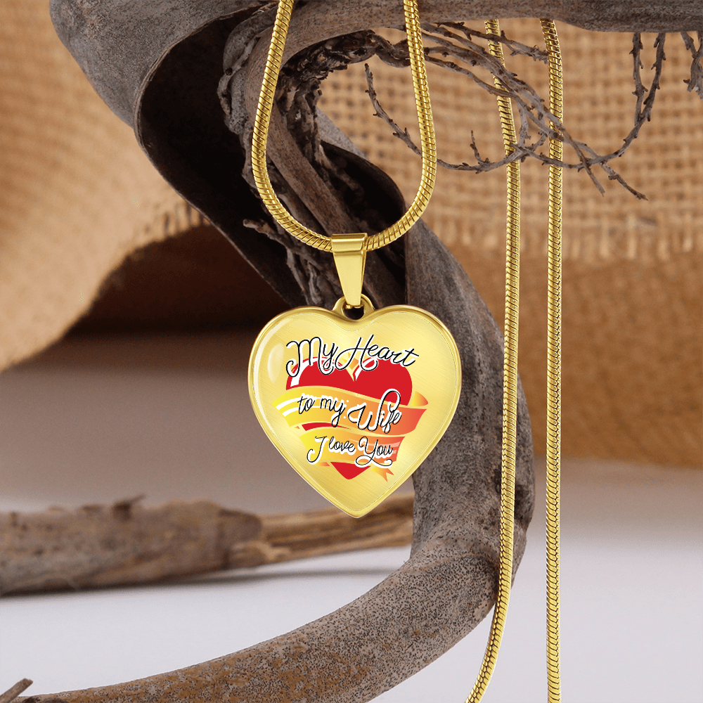 My heart to my wife - Graphic Heart Necklace - JustFamilyThings