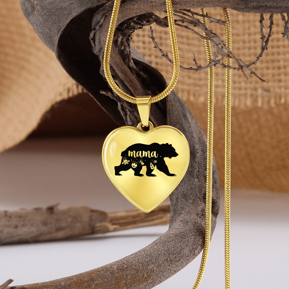 Mama bear - Graphic Heart Necklace - JustFamilyThings
