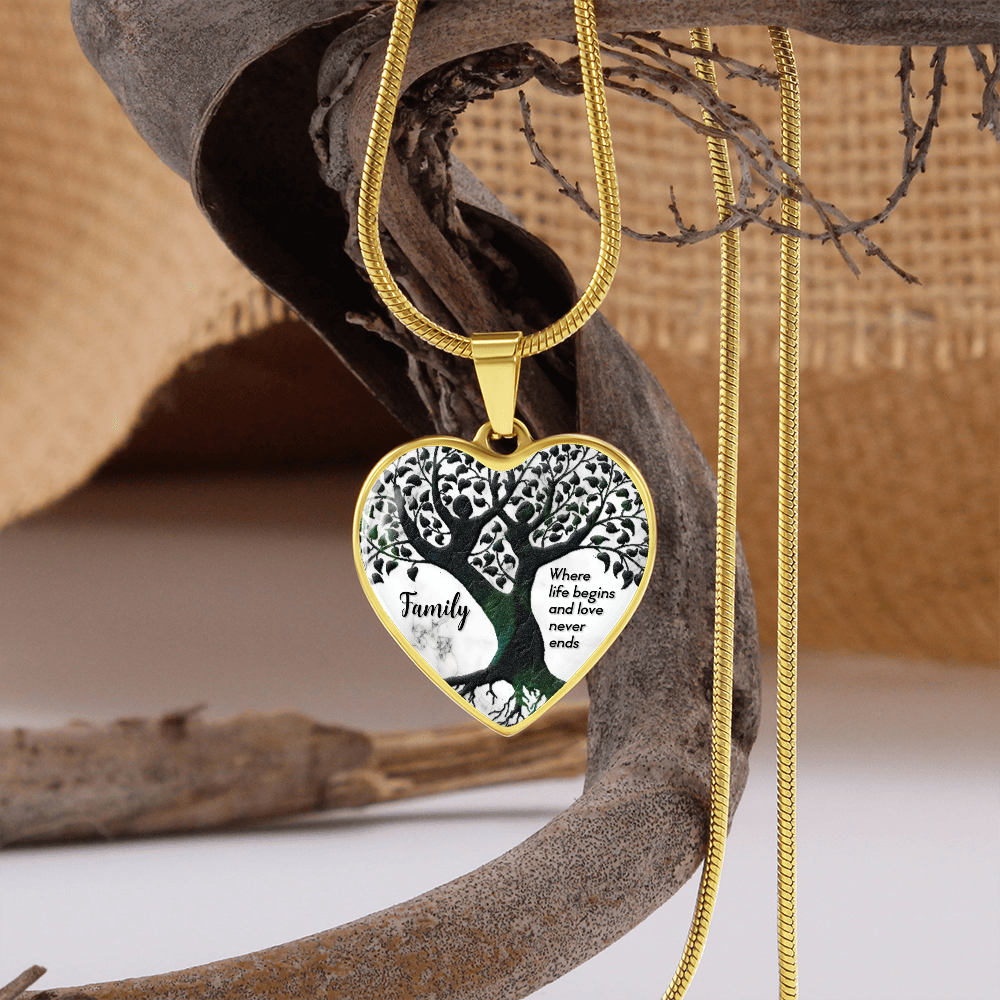 Family, Where life begins - Graphic Heart Necklace - JustFamilyThings