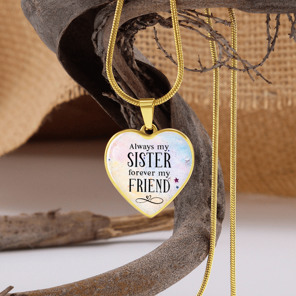 Always my sister - Graphic Heart Necklace - JustFamilyThings