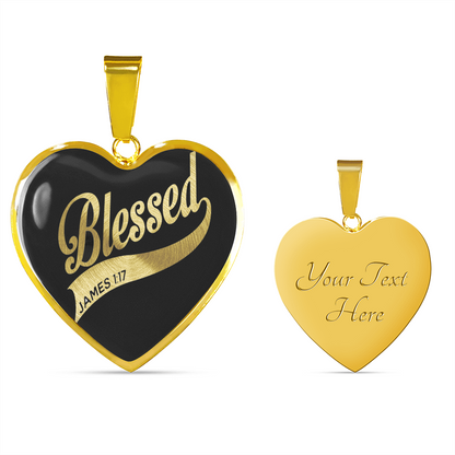 Blessed - Graphic Heart Necklace - JustFamilyThings