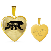 Load image into Gallery viewer, Mama bear - Graphic Heart Necklace - JustFamilyThings
