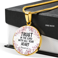 Load image into Gallery viewer, Trust in the Lord - Graphic Circle Necklace - JustFamilyThings
