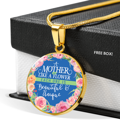 A mother like a flower - Graphic Circle Necklace - JustFamilyThings