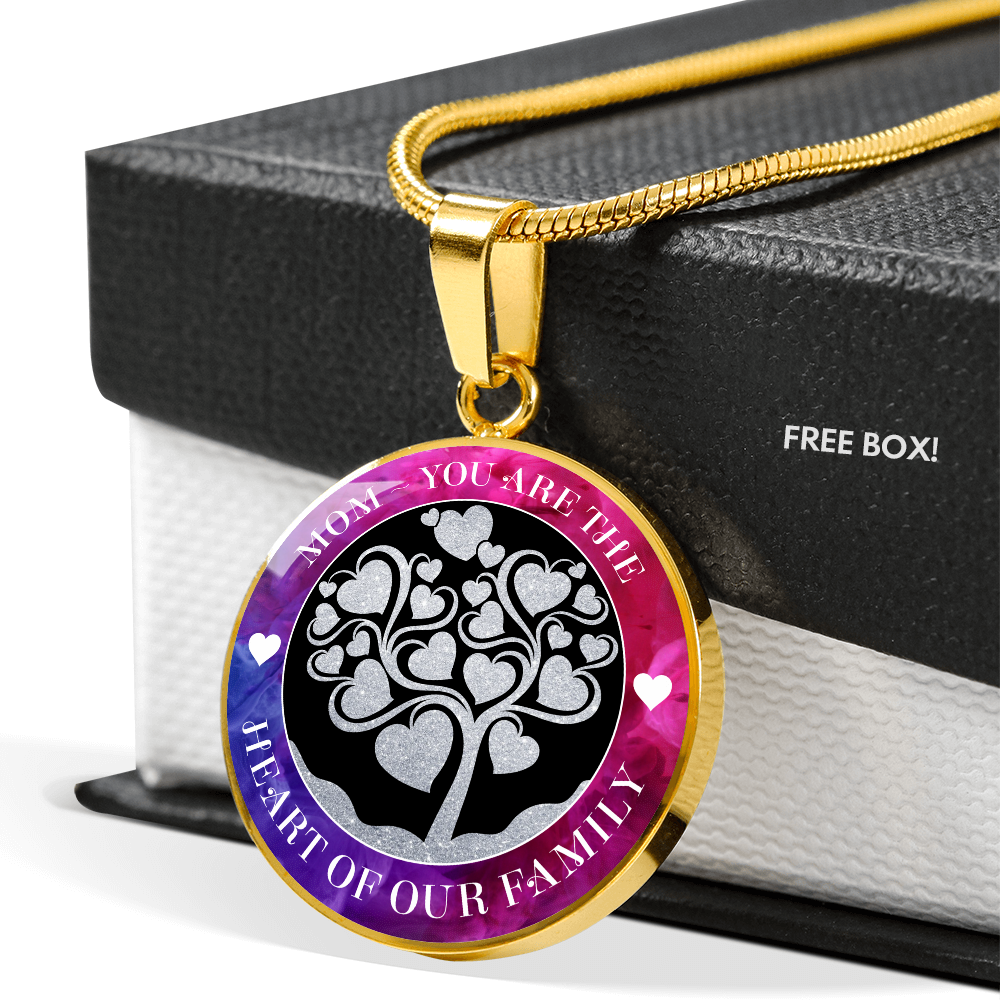 Mom you are the heart of our family - Graphic Circle Necklace - JustFamilyThings
