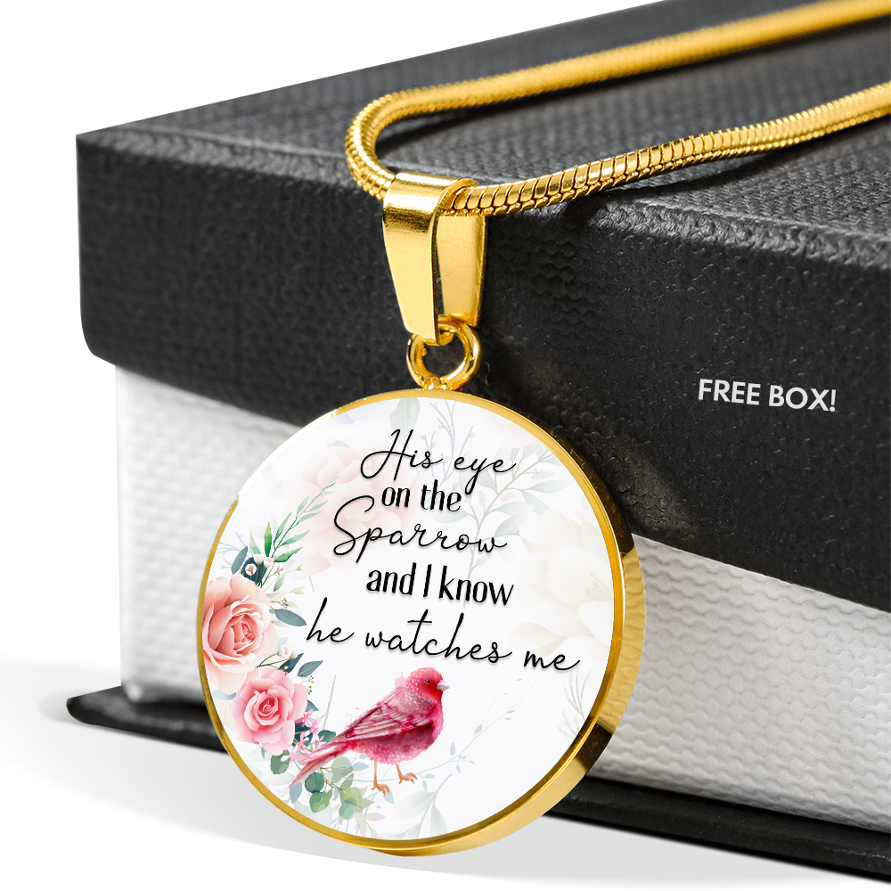 His eye on the sparrow - Graphic Circle Necklace - JustFamilyThings