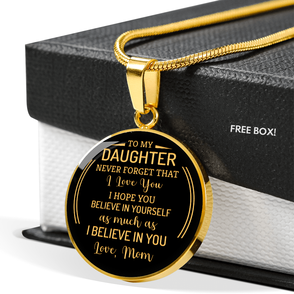 To my daughter from mom - Graphic Circle Necklace - JustFamilyThings