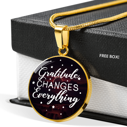 Gratitude changes everything - Graphic Circle Necklace - JustFamilyThings