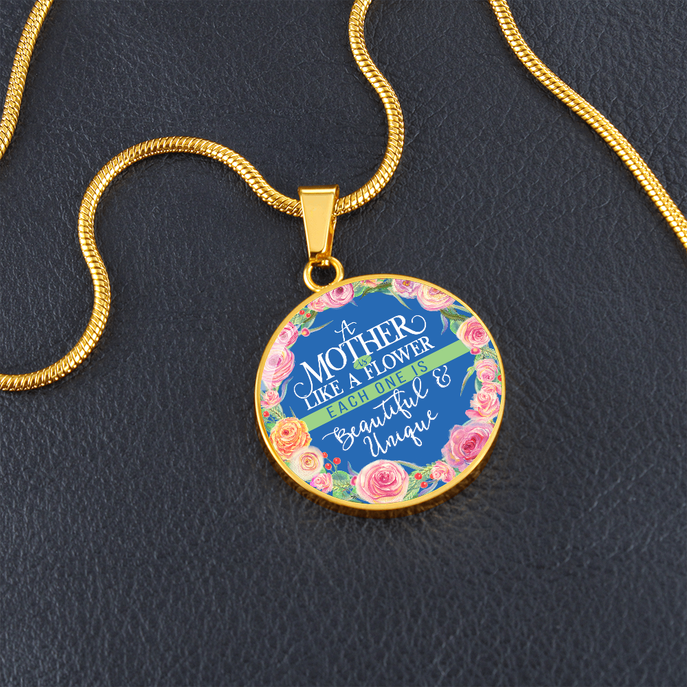 A mother like a flower - Graphic Circle Necklace - JustFamilyThings