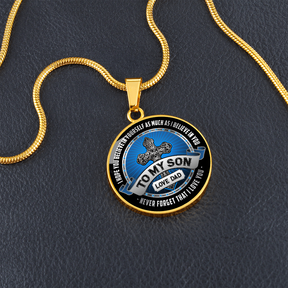To son from dad - Graphic Circle Necklace - JustFamilyThings
