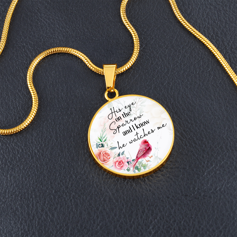 His eye on the sparrow - Graphic Circle Necklace - JustFamilyThings