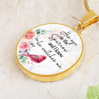 His eye on the sparrow - Graphic Circle Necklace - JustFamilyThings