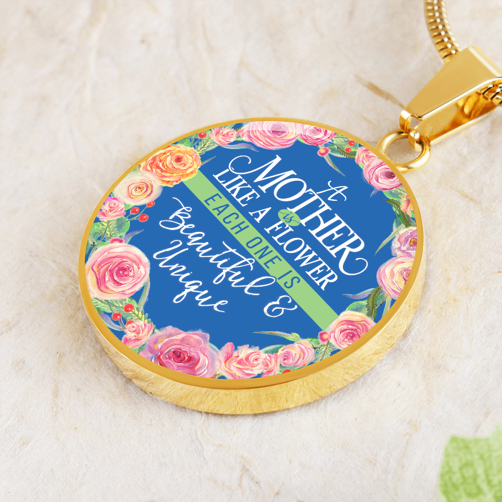 A mother like a flower - Graphic Circle Necklace - JustFamilyThings