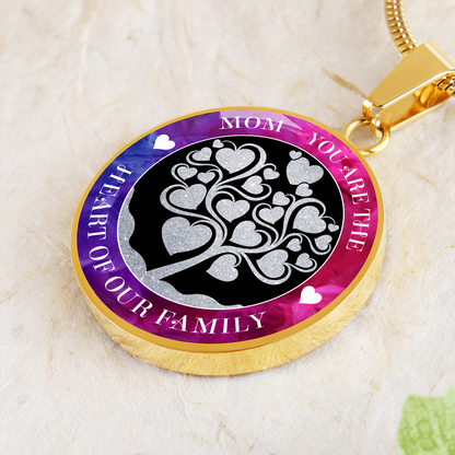 Mom you are the heart of our family - Graphic Circle Necklace - JustFamilyThings