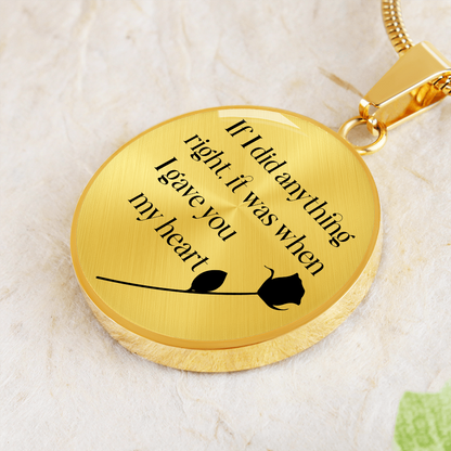 When I gave you my heart - Graphic Circle Necklace - JustFamilyThings