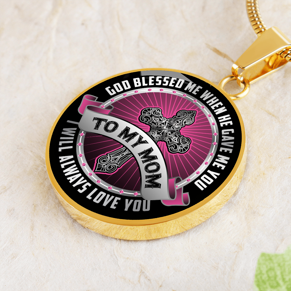 To my mom - Graphic Circle Necklace - JustFamilyThings