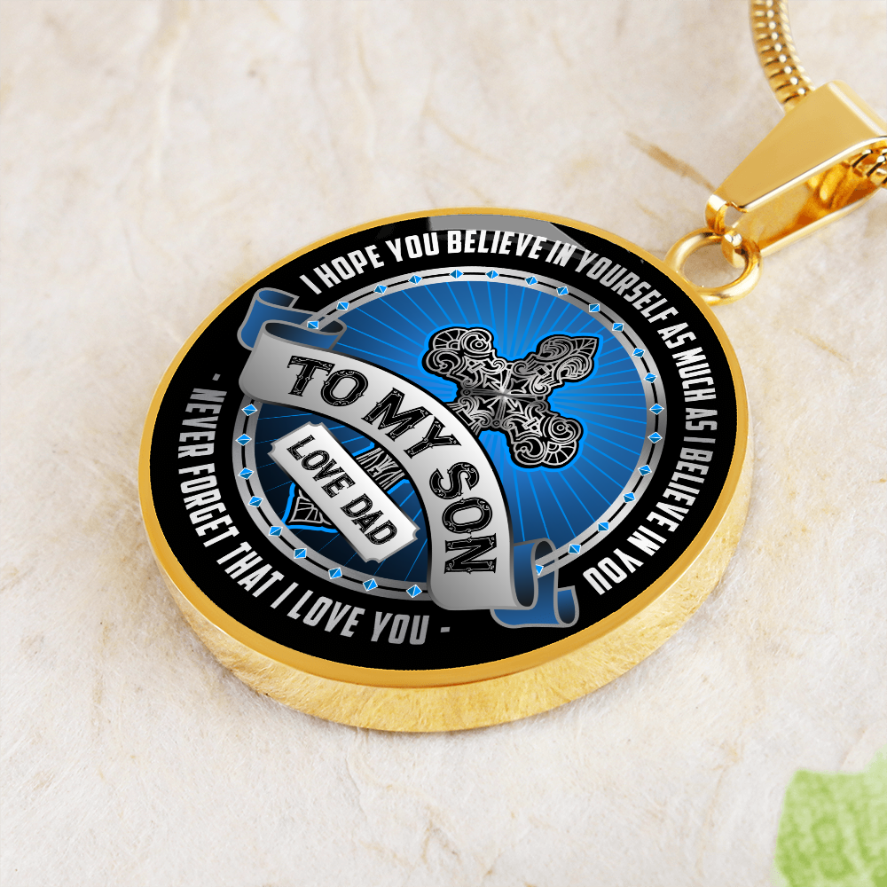 To son from dad - Graphic Circle Necklace - JustFamilyThings