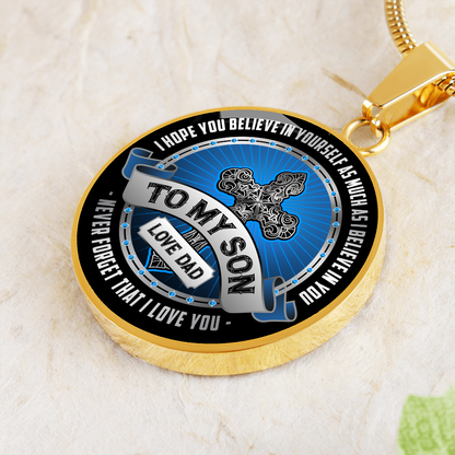 To son from dad - Graphic Circle Necklace - JustFamilyThings