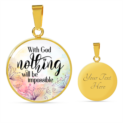 With God nothing is impossible - Graphic Circle Necklace - JustFamilyThings