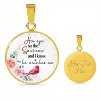 Load image into Gallery viewer, His eye on the sparrow - Graphic Circle Necklace - JustFamilyThings
