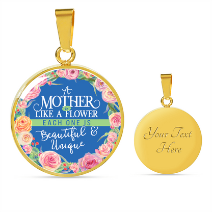 A mother like a flower - Graphic Circle Necklace - JustFamilyThings